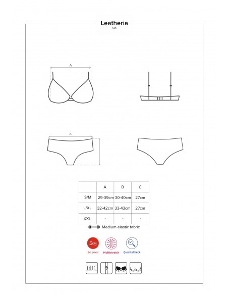 Komplet Bielizny Leatheria 2-Częściowy Czarny L/Xl - Komplety bielizny erotycznej - 7