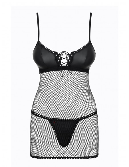 Bielizna Nocna Redella Koszulka I Stringi Czarna  S/M - Koszule nocne - 5