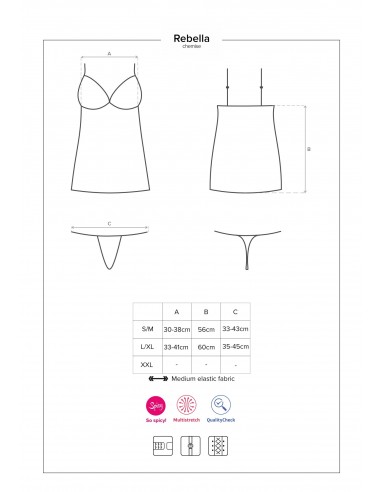Bielizna Nocna Redella Koszulka I Stringi Czarna  S/M - Koszule nocne - 7