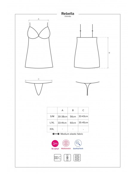 Bielizna Nocna Redella Koszulka I Stringi Czarna  S/M - Koszule nocne - 7