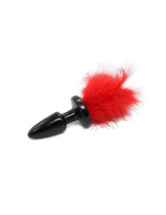 Korek analny z krótkim ogonkiem Funny Tail rosso - Korki analne z ogonkiem - 1