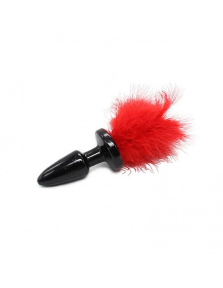 Korek analny z krótkim ogonkiem Funny Tail rosso - Korki analne z ogonkiem - 1