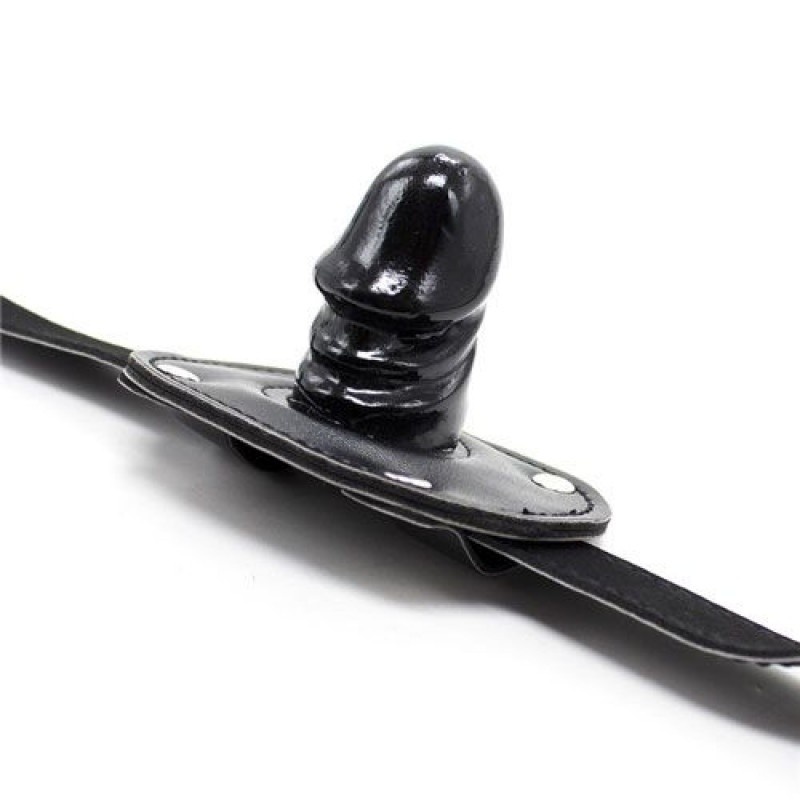 Knebel Penis Gag Short Block Black 6 cm z Kłódką - 2