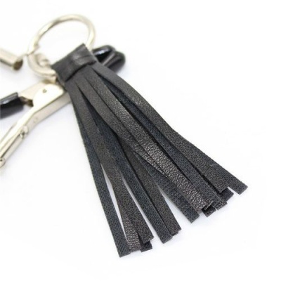 Klamerki na sutki Ribbon Nipples Clamps – regulowane zaciski z łańcuszkiem i wstążkami - 1 2