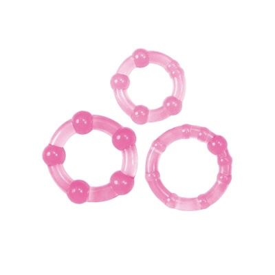Zestaw 3 pierścieni fallicznych Timeless Stud 1,8-3,6 cm różowy - 1