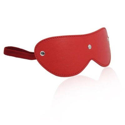 Opaska na oczy Blindfold Mask RED – czerwona, skóra ekologiczna - 1 2