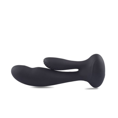 Podwójny wibrator analny Toyz4Lovers Doppio 17 cm, czarny silikon - 1 2