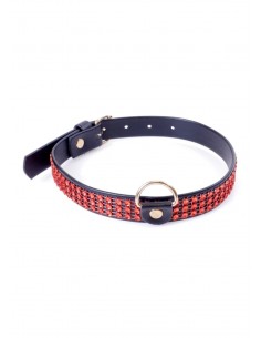 Obroża BDSM Collar With Crystals 2 Cm Red Line - Chokery, obroże i smycze - 1