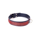 Obroża BDSM Collar With Crystals 3 Cm Red Line - 2