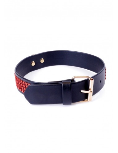 Obroża BDSM Collar With Crystals 3 Cm Red Line - Chokery, obroże i smycze - 3