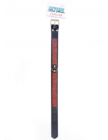 Obroża BDSM Collar With Crystals 3 Cm Red Line - Chokery, obroże i smycze - 4
