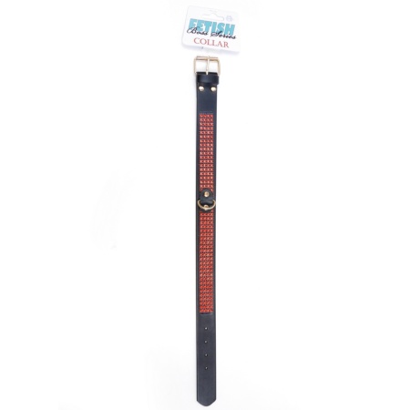 Obroża BDSM Collar With Crystals 3 Cm Red Line - 4