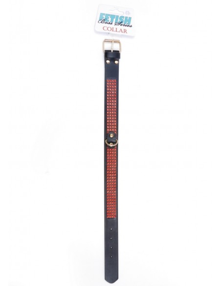 Obroża BDSM Collar With Crystals 3 Cm Red Line - Chokery, obroże i smycze - 4