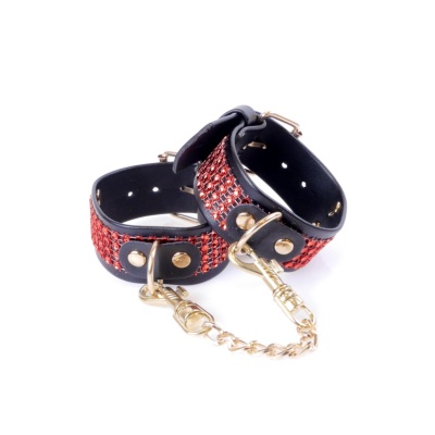 Kajdanki erotyczne Handcuffs With Cristals 3 Cm Red Line - 1