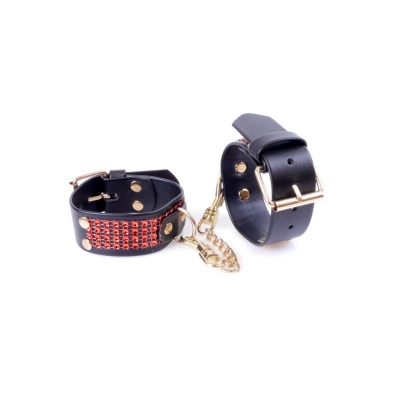 Kajdanki erotyczne Handcuffs With Cristals 3 Cm Red Line - 1 2