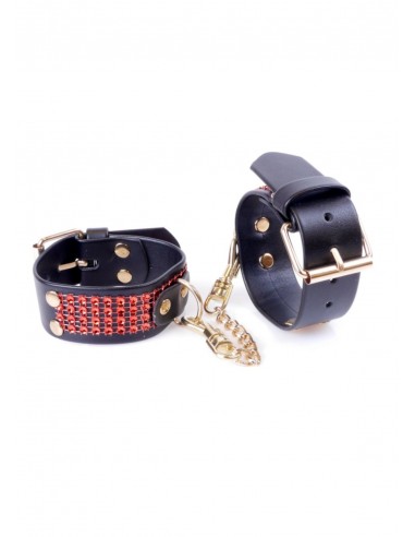 Kajdanki erotyczne Handcuffs With Cristals 3 Cm Red Line - Kajdanki erotyczne - 2