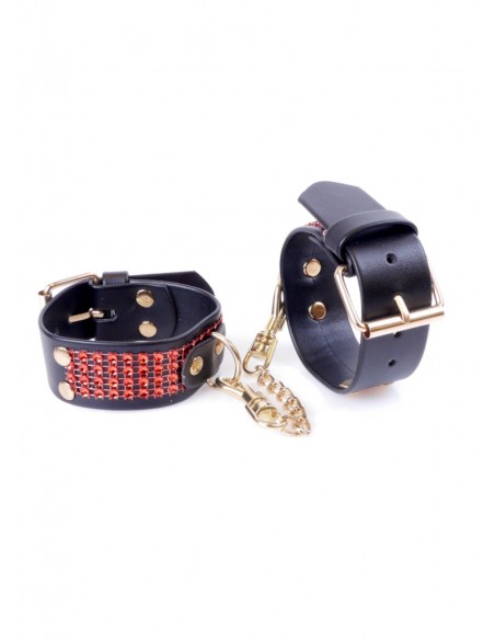 Kajdanki erotyczne Handcuffs With Cristals 3 Cm Red Line - Kajdanki erotyczne - 2