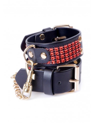 Kajdanki erotyczne Handcuffs With Cristals 3 Cm Red Line - Kajdanki erotyczne - 4