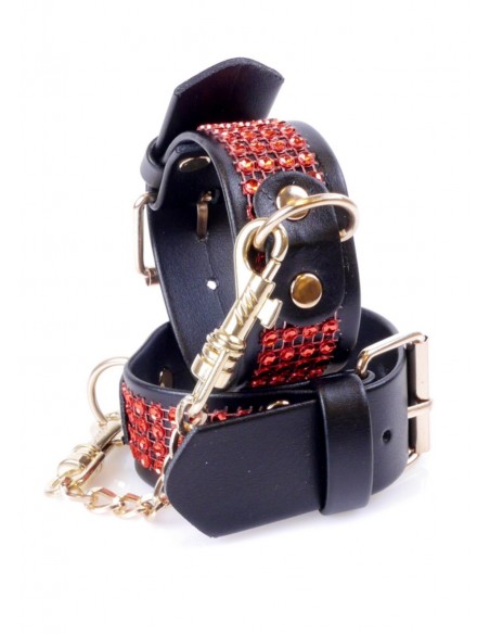 Kajdanki erotyczne Handcuffs With Cristals 3 Cm Red Line - Kajdanki erotyczne - 5