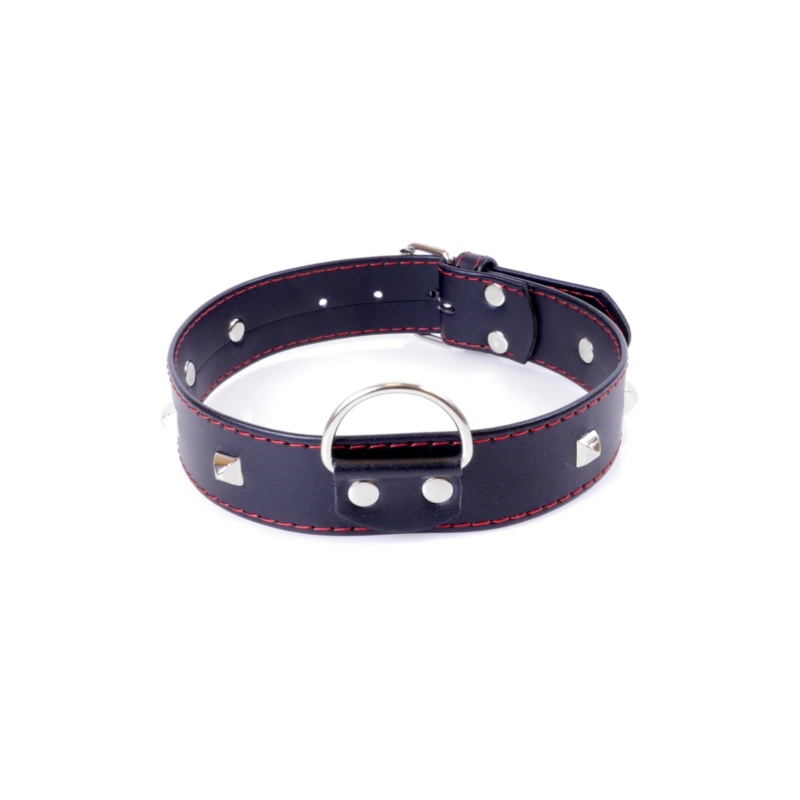 Obroża BDSM Collar With Studs 3 Cm Red Line - 1