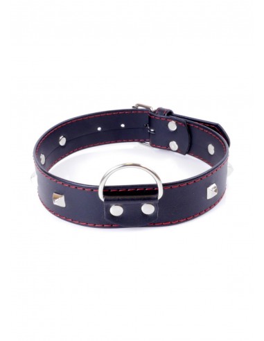 Obroża BDSM Collar With Studs 3 Cm Red Line - Chokery, obroże i smycze - 1