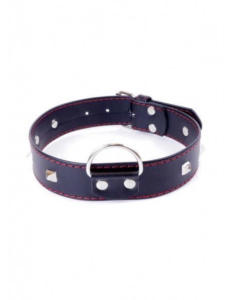 Obroża BDSM Collar With Studs 3 Cm Red Line - Chokery, obroże i smycze - 1