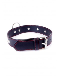Obroża BDSM Collar With Studs 3 Cm Red Line - Chokery, obroże i smycze - 1 2