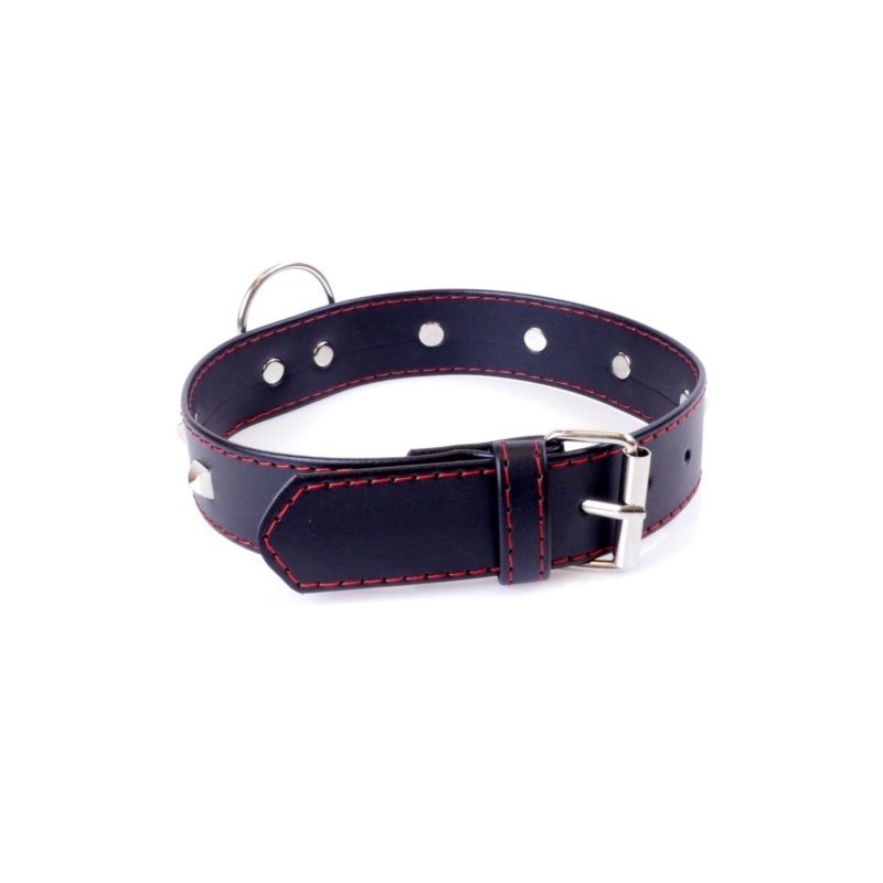 Obroża BDSM Collar With Studs 3 Cm Red Line - 2