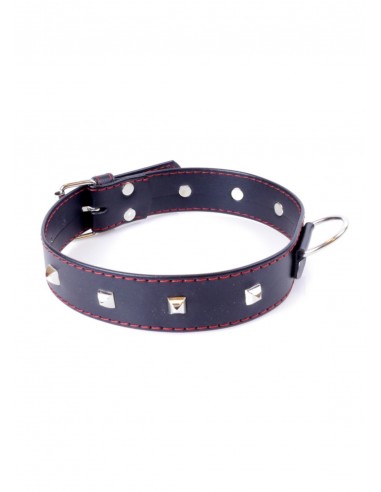 Obroża BDSM Collar With Studs 3 Cm Red Line - Chokery, obroże i smycze - 3