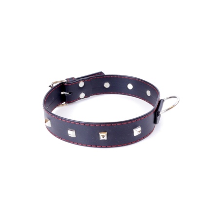 Obroża BDSM Collar With Studs 3 Cm Red Line - 3