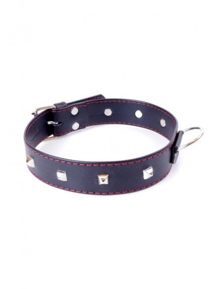 Obroża BDSM Collar With Studs 3 Cm Red Line - Chokery, obroże i smycze - 3