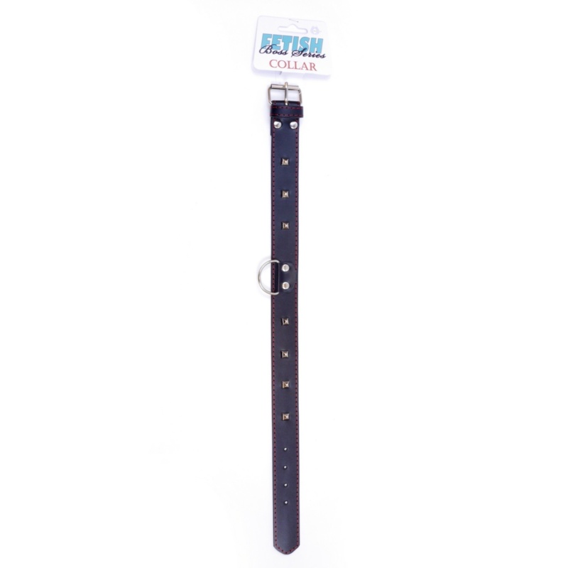 Obroża BDSM Collar With Studs 3 Cm Red Line - 4