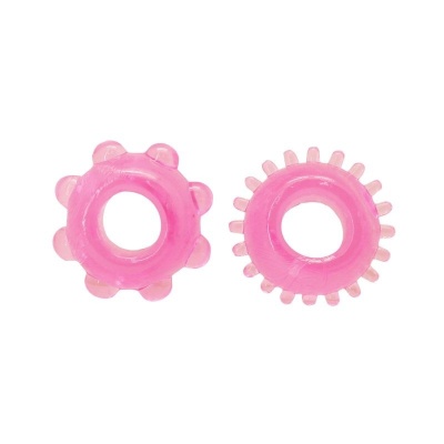 Zestaw 2 elastycznych pierścieni fallicznych Nubs w kolorze różowym (średnica 1,4 cm) - 1 2