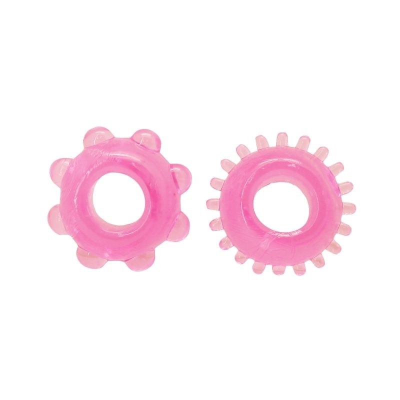 Zestaw 2 elastycznych pierścieni fallicznych Nubs w kolorze różowym (średnica 1,4 cm) - 2