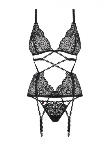 Zestaw Mixty Gorset I Stringi Czarny L/Xl - Komplety bielizny erotycznej - 5