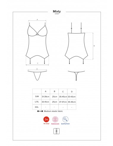 Zestaw Mixty Gorset I Stringi Czarny L/Xl - Komplety bielizny erotycznej - 7