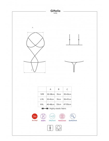 Uwodzicielska bielizna Giftella body czerwone  S/M - Body - 7