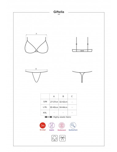 Komplet Bielizny Giftella 2-Częściowy Czerwony  S/M - Komplety bielizny erotycznej - 7