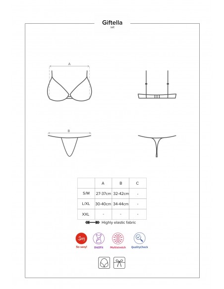 Komplet Bielizny Giftella 2-Częściowy Czerwony  S/M - Komplety bielizny erotycznej - 7