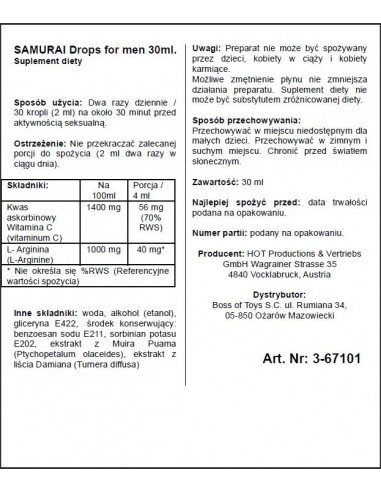 Shiatsu Samurai Drops For Men 30 ml - Dłuższa i mocniejsza erekcja - 6