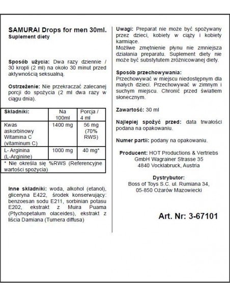 Shiatsu Samurai Drops For Men 30 ml - Dłuższa i mocniejsza erekcja - 6