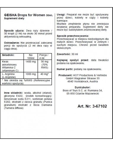 Afrodyzjak Shiatsu GEISHA Drops for Women 30 ml - Zwiększenie libida i potencji u kobiet - 6