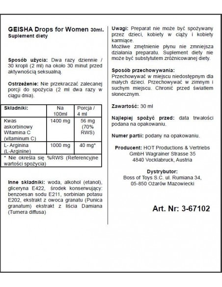 Afrodyzjak Shiatsu GEISHA Drops for Women 30 ml - Zwiększenie libida i potencji u kobiet - 6