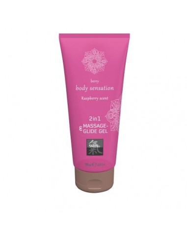 Olejek Do Masażu Shiatsu 2In1 Massage- Glide Gel Raspberry Scent 200 ml - Olejki i żele do masażu - 1