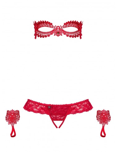Komplet Bielizny Hetea 3-Częściowy Czerwony  S/M - Komplety bielizny erotycznej - 5