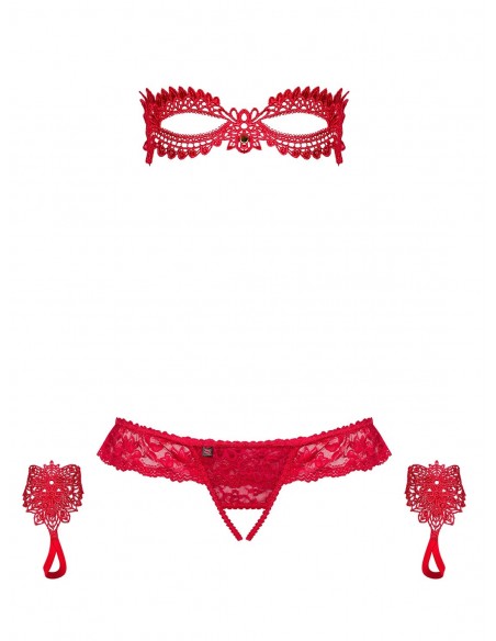 Komplet Bielizny Hetea 3-Częściowy Czerwony  S/M - Komplety bielizny erotycznej - 5