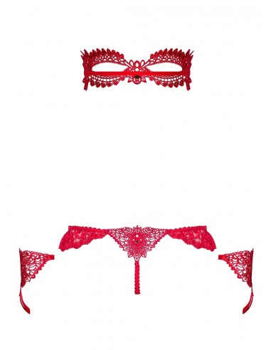 Komplet Bielizny Hetea 3-Częściowy Czerwony  S/M - Komplety bielizny erotycznej - 6