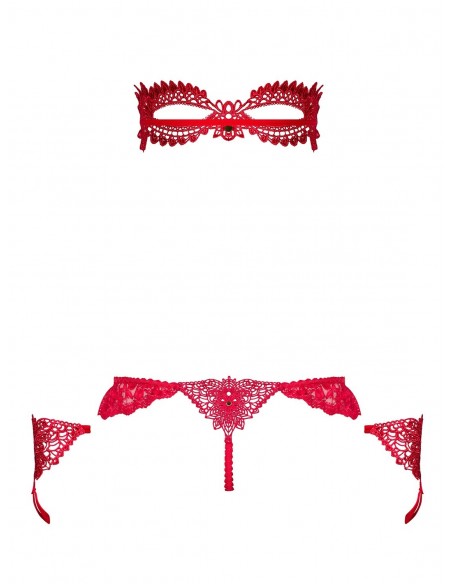 Komplet Bielizny Hetea 3-Częściowy Czerwony  S/M - Komplety bielizny erotycznej - 6