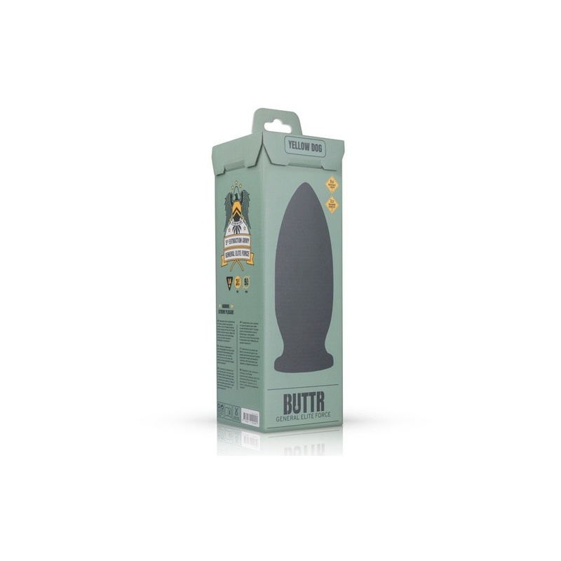 Korek analny Plug-Yellow Dog z przyssawką 10 cm i profilem pocisku - 25,5 cm długości, 9,5 cm średnicy maksymalnej - 3