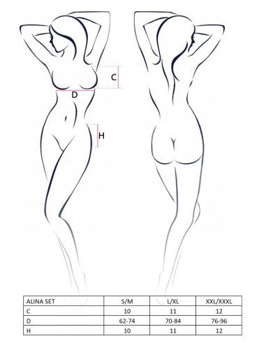 Komplet bielizny Alina Set With Open Bra Black S/M - Casmir - Komplety bielizny erotycznej - 4